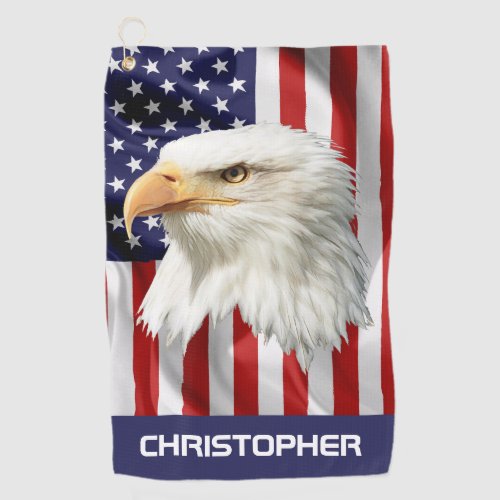 Cool Eagle The American Flag Patriotic Golf Towel