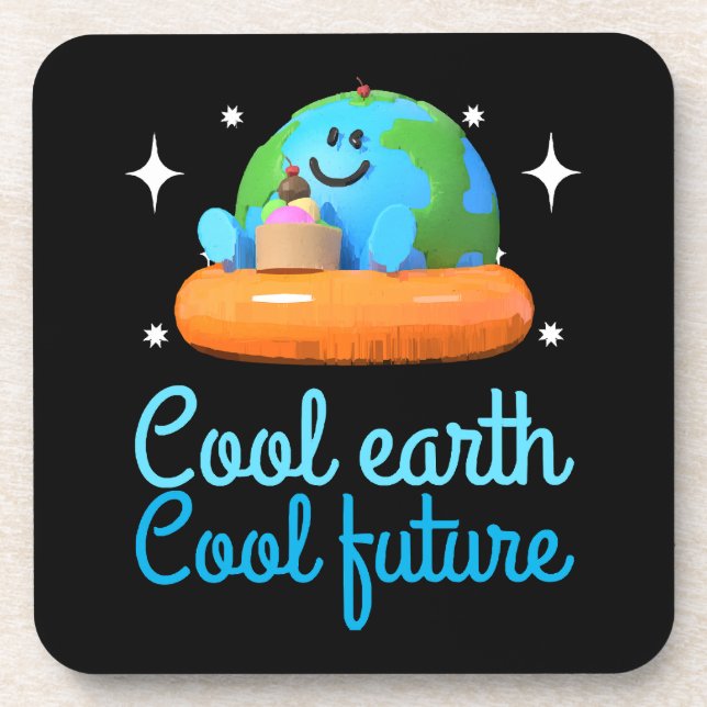 Cool earth, Cool future - Earth Beverage Coaster (Front)