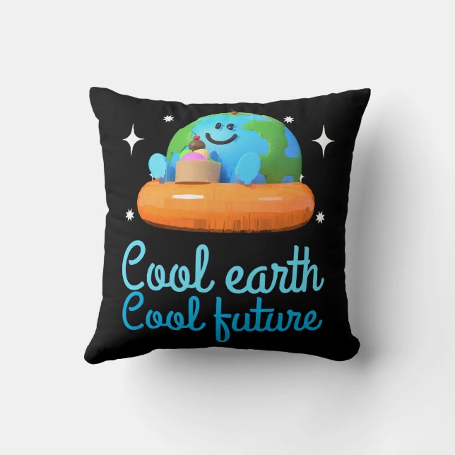 Cool earth, Cool future - Earth Throw Pillow (Back)