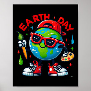 Cool Earth Day 2025 Funny Earth Day Kids Toddler B Poster