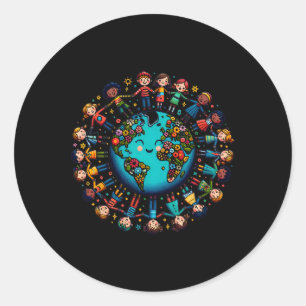 Cool Earth Day Children Fight Climate Change Classic Round Sticker