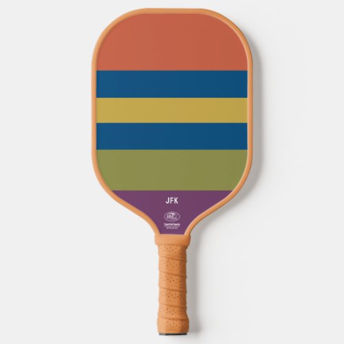Cool Earth Tones Color Block Personalized Text Pickleball Paddle