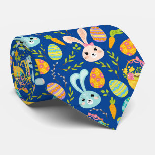 cool Easter bunny eggs tiled pattern Neck Tie