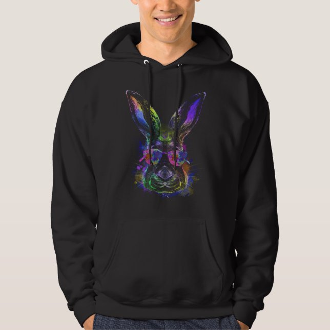 Cool Easter Bunny Happy Easter Rabbit Easter Frien Hoodie (Front)