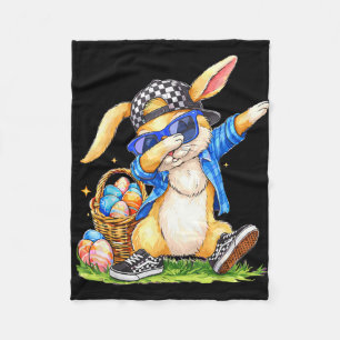 Cool easter bunny hip hop kids boys fleece blanket