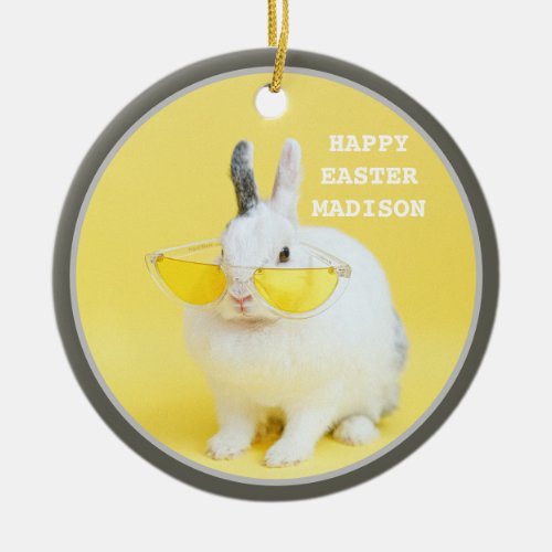 Cool Easter Bunny Rabbit Sunglasses Personalized Ceramic Ornament