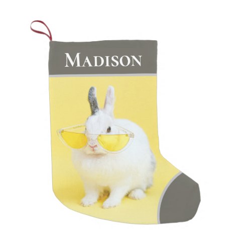 Cool Easter Bunny Rabbit Sunglasses Personalized Small Christmas Stocking