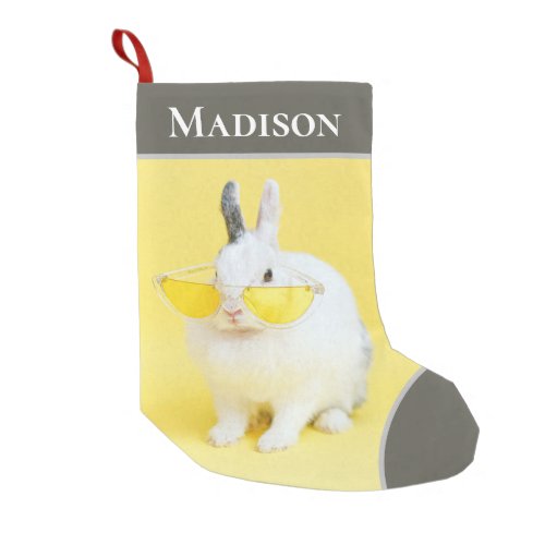 Cool Easter Bunny Rabbit Sunglasses Personalized Small Christmas Stocking