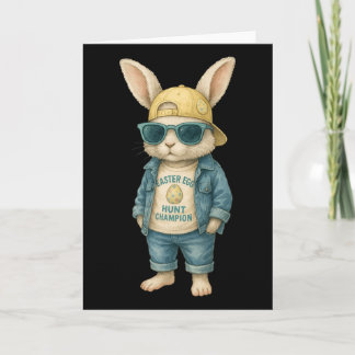 Cool Easter Bunny With Sungles For Boys Teens Men  Card