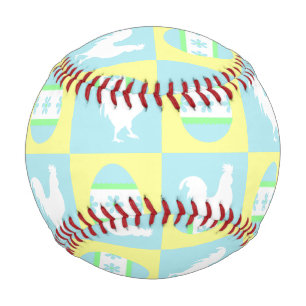 Cool Easter Checkerboard Pattern Rooster Eggs Baseball