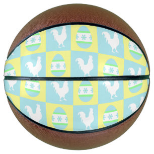 Cool Easter Checkerboard Pattern Rooster Eggs Basketball