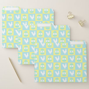 Cool Easter Checkerboard Pattern Rooster Eggs File Folder
