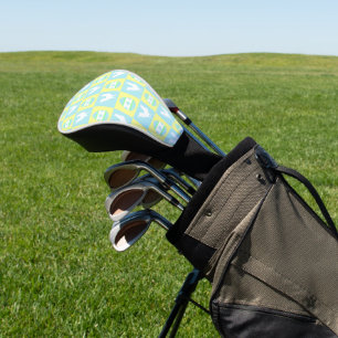 Cool Easter Checkerboard Pattern Rooster Eggs Golf Head Cover