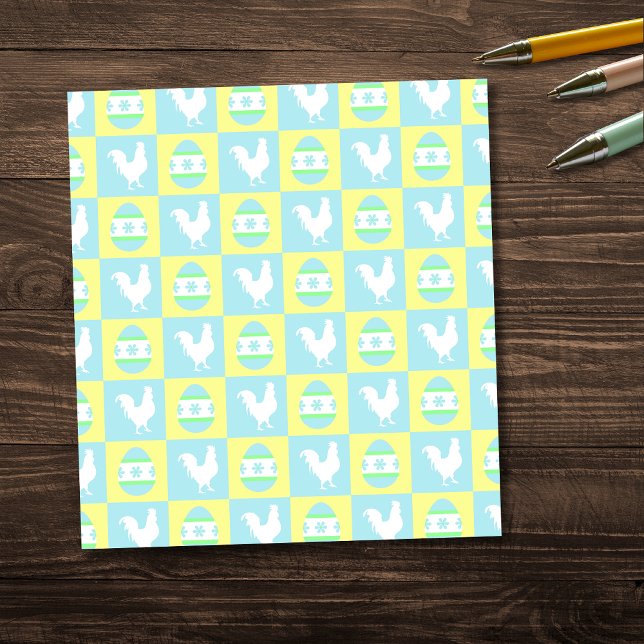 Cool Easter Checkerboard Pattern Rooster Eggs Notepad (Creator Uploaded)