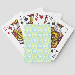 Cool Easter Checkerboard Pattern Rooster Eggs Poker Cards