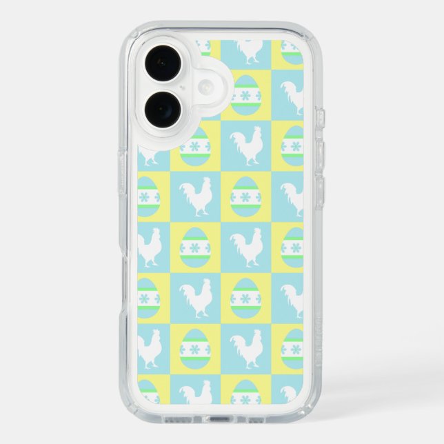 Cool Easter Checkerboard Pattern Rooster Eggs Speck iPhone Case (Front)