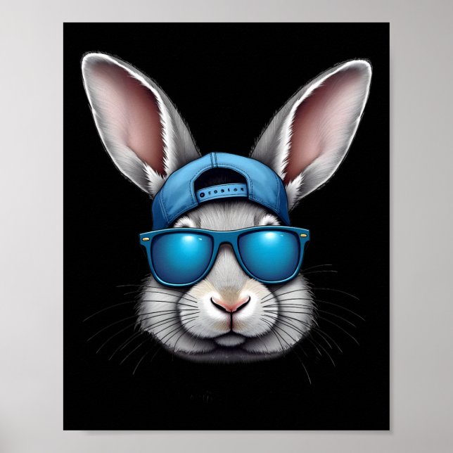 Cool Easter Day Bunny Face With Sungles Men Boys K Poster (Front)