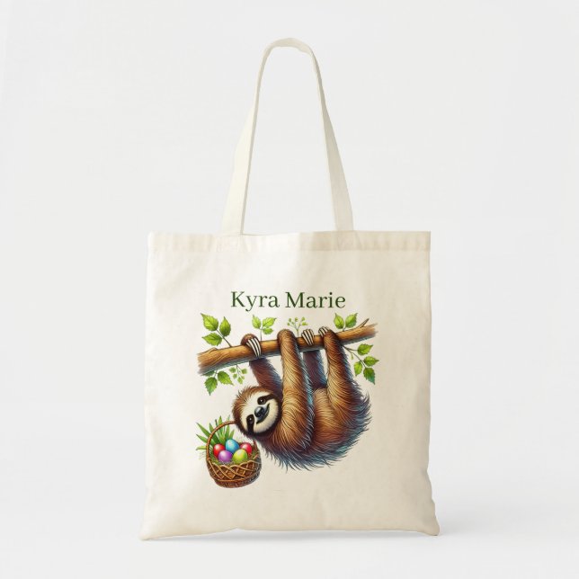 Cool Easter sloth add name  Tote Bag (Front)