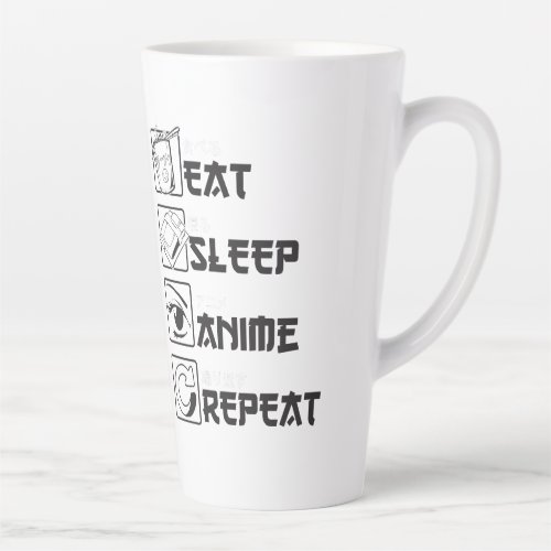 Cool Eat Sleep ANIME Repeat Funny Icon Japanese Latte Mug