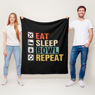 Cool eat sleep bowl repeat word art fleece blanket