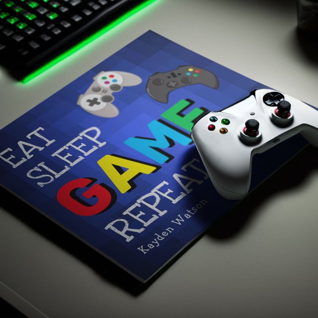 Cool 'Eat, Sleep, Game, Repeat' Boy Mouse Pad (Creator Uploaded)