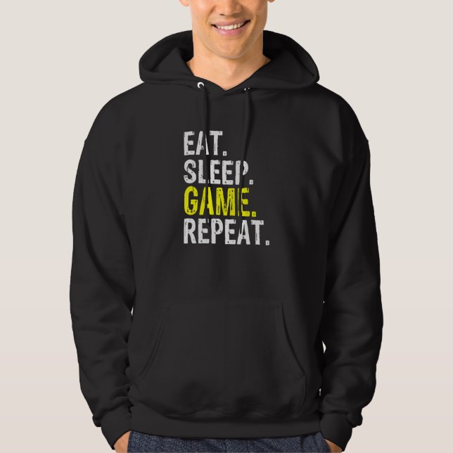 Cool Eat Sleep Game Repeat Gaming And Gamer Meme D Hoodie (Front)
