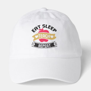 Cool eat sleep teach repeat word art hat