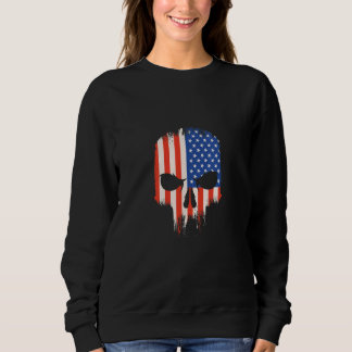 Cool Edgy American Flag Skull Design Sweatshirt