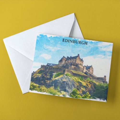 Cool Edinburgh Scotland Castle Painting Postcard