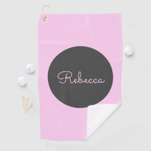Cool Editable Pink Retro-Modern Script Design Golf Towel
