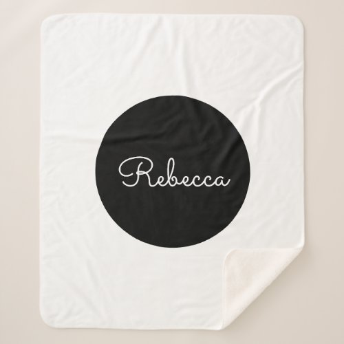 Cool Editable White Script Retro_Modern Design Sherpa Blanket