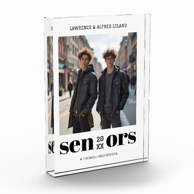 Cool Editorial Style Seniors Grad Photo TMF26 Block (Left)