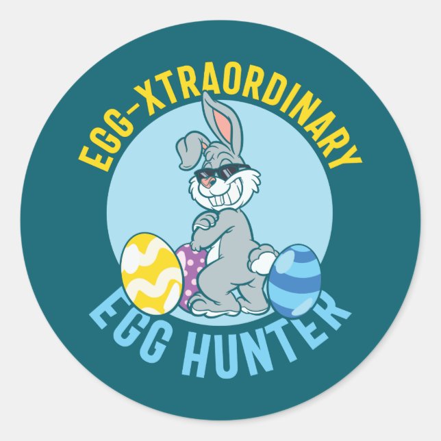 Cool egg hunter word art kids  classic round sticker (Front)