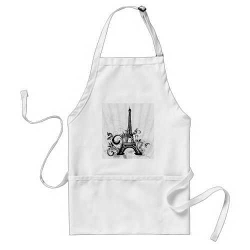 Cool Eiffel Tower swirls dots splatters butterfly Adult Apron