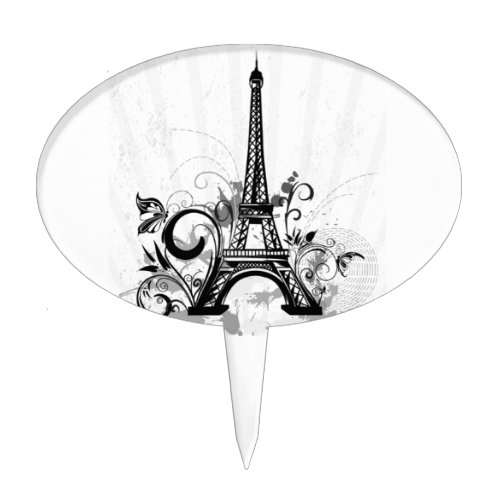 Cool Eiffel Tower swirls dots splatters butterfly Cake Topper