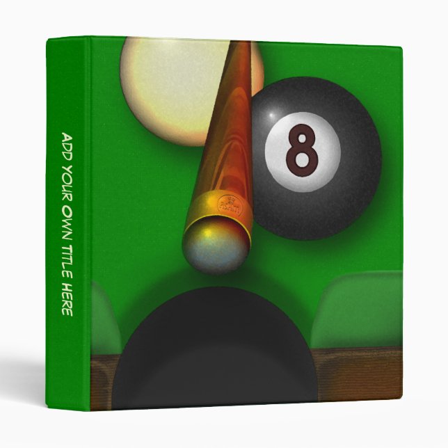 Cool Eight Ball Pool and Billiards 3 Ring Binder (Front/Spine)