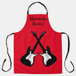 Cool electric guitar custom red BBQ apron for men