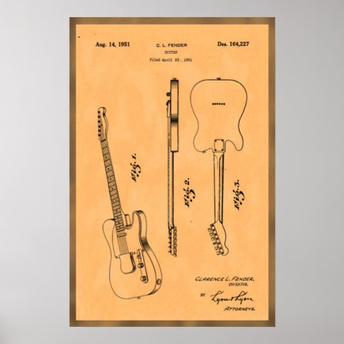 Cool Electric Guitar Patent Poster