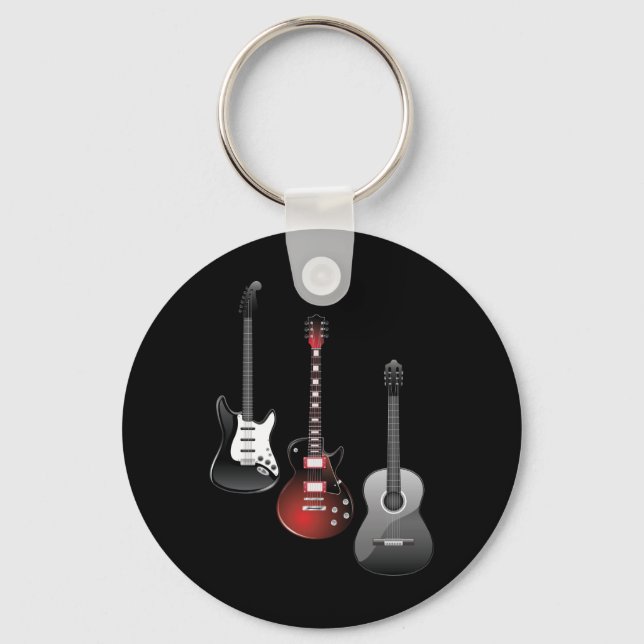 Cool Electric Guitars for Music Lovers Custom Gift Keychain (Front)