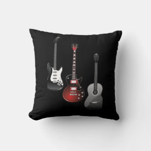 Cool Electric Guitars for Music Lovers Custom Gift Throw Pillow