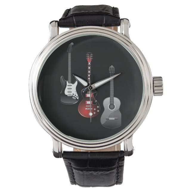 Cool Electric Guitars for Music Lovers Custom Gift Watch (Front)