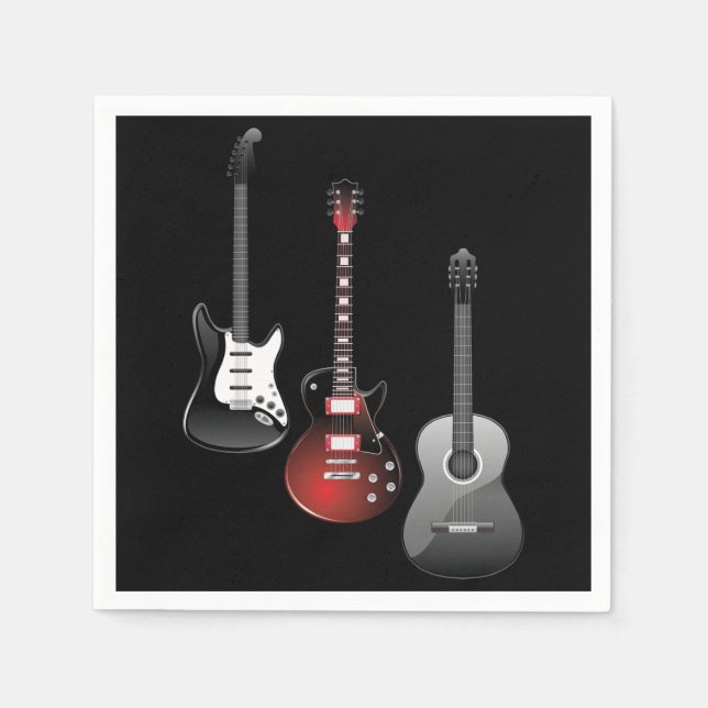 Cool Electric Guitars for Music Lovers Gift Napkins (Front)