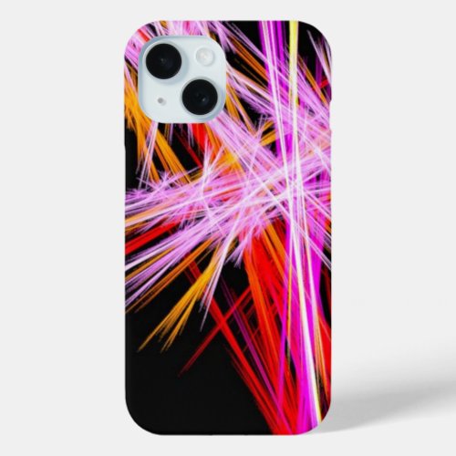cool electric neon pink fuschia laser abstract iPhone 15 case