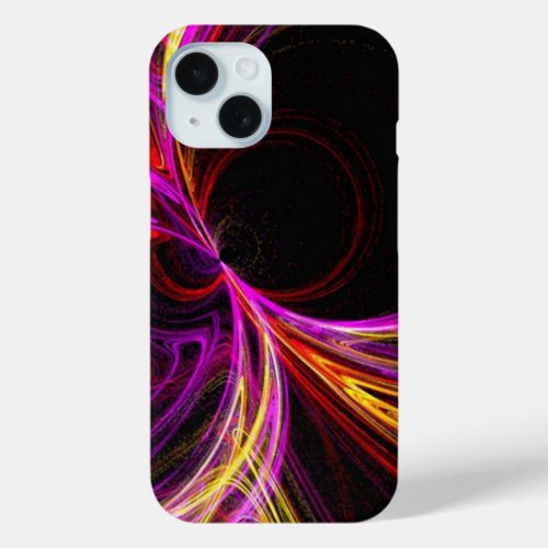 cool electric neon yellow fuschia purple abstract iPhone 15 case