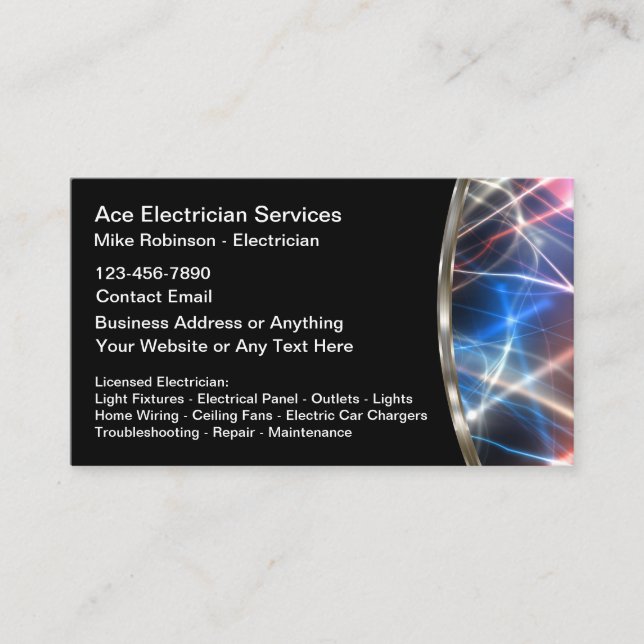 Cool Electrician And Technology Business Cards (Front)