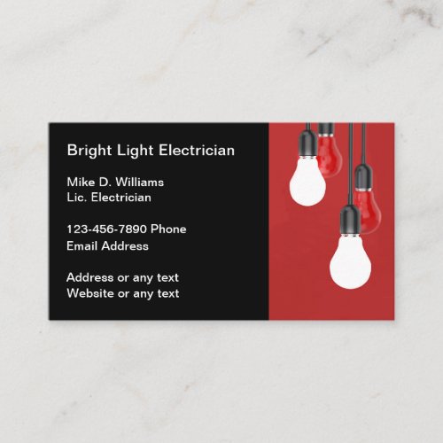 Cool Electrician Editable Business Cards