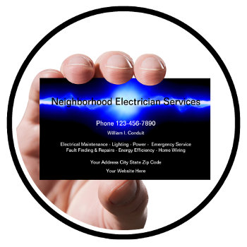 Cool Electrician Electrical Current Business Card by Luckyturtle at Zazzle