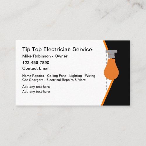 Cool Electrician Electrical Home Repairs Business Card
