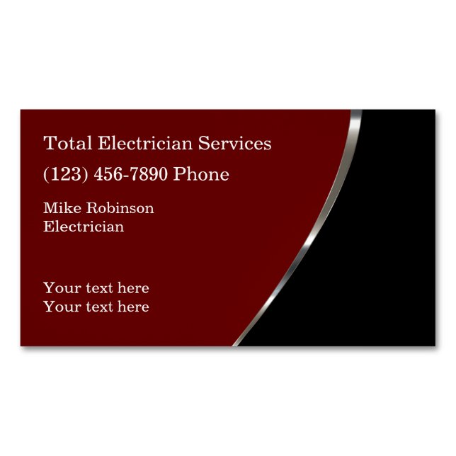 Cool Electrician Modern Business Card Magnet (Front)