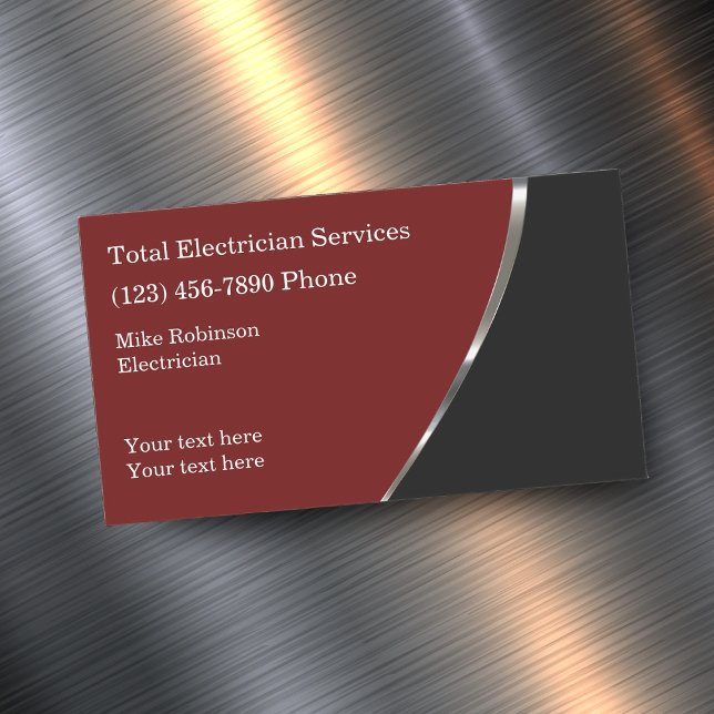 Cool Electrician Modern Business Card Magnet (Creator Uploaded)
